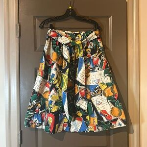 J.Crew Sz 6 A-line midi vacation postcard skirt